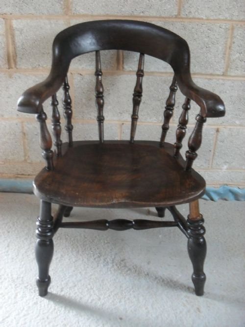 19th Century Elm Smokers Bow Armchair
