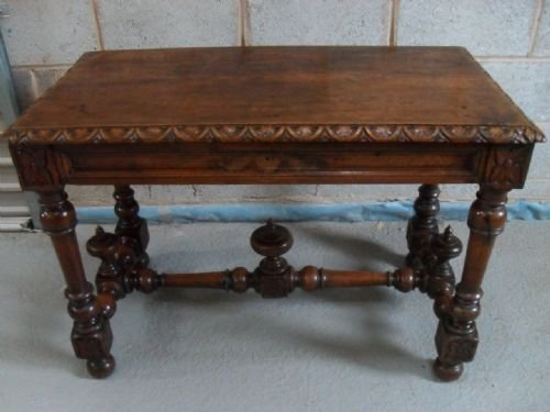 Victorian Carved Oak Writing Desk/library Table

