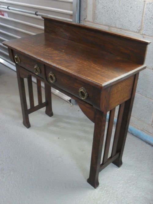 Oak Hall/side Table with 2 Cushion Front Drawers