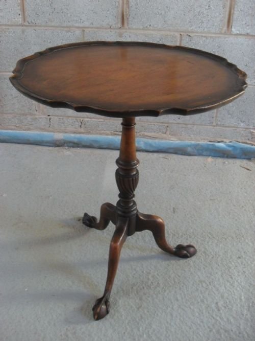 	
Mahogany and Beech Pie Edged Tilt Top Wine Table