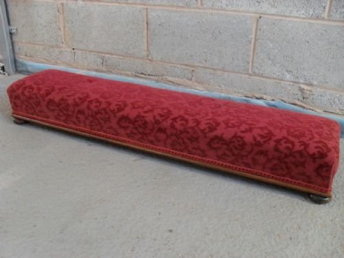 Victorian Mahogany & Upholstered Long Fender Foot Stool
