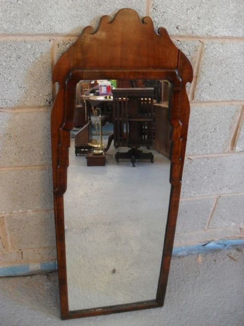 19th Century Walnut Framed Hanging Hall Mirror