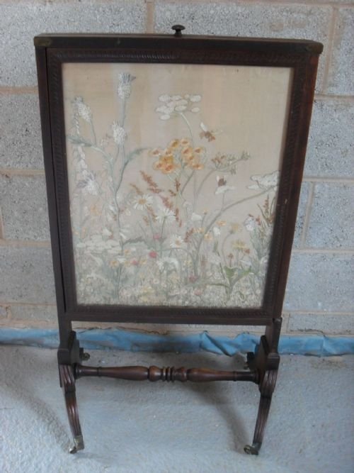19th Century Mahogany Unusual Firescreen
