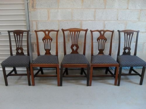 Harlequin Set of 5 Oak 18th Century Dining Chairs