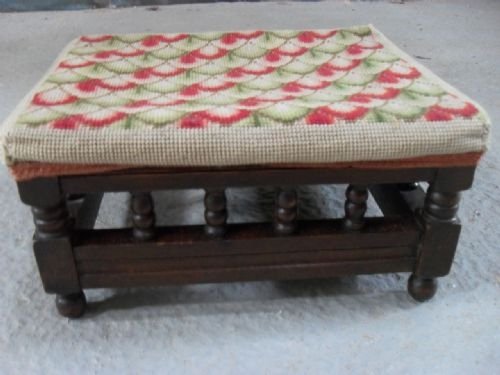 Upholstered Mahogany Victorian Footstool