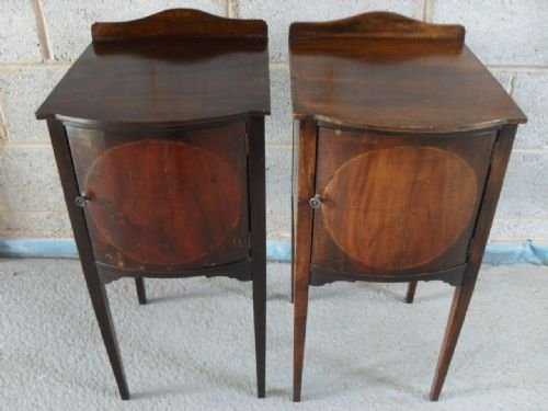 Pair of Edwardian Mahogany Bedside Pot Cupboards