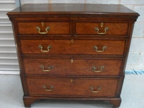 George III Oak & Mahogany Crossbanded Chest of Drawers