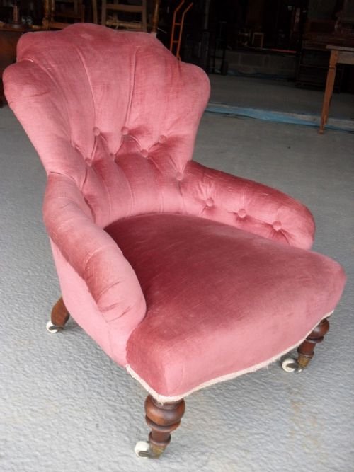 Victorian Mahogany Framed Button Back Nursing Armchair