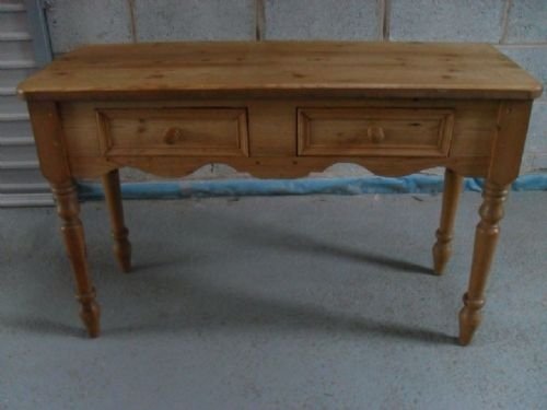Victorian Pine Console Side Table with 2 Drawers