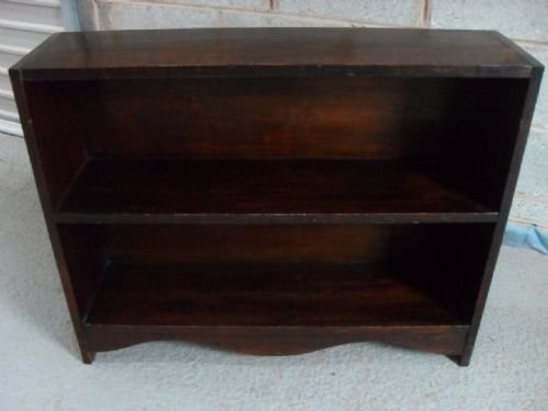 Old Oak Solid Open Low Bookcase on Shaped Feet