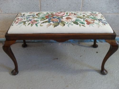 Mahogany Duet Stool with Needlework Drop in Seat