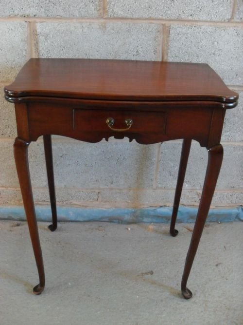 Mahogany Fold Over Games Table on Cabriole Legs
