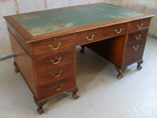 Georgian Style Mahogany 3 Part Pedestal Desk