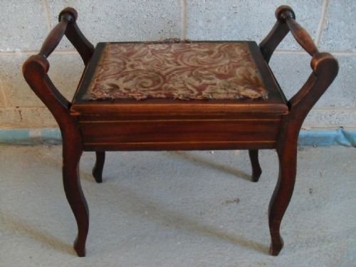 Beech Piano Stool with Turned Side Rails