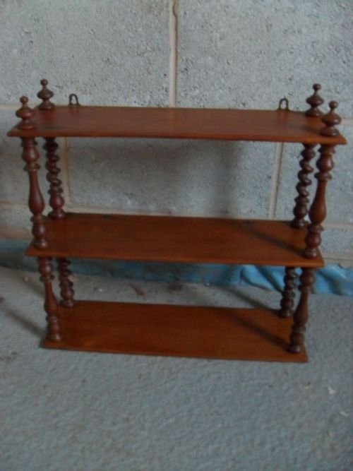 Victorian 3 Tier Mahogany Hanging Wot-not Shelves