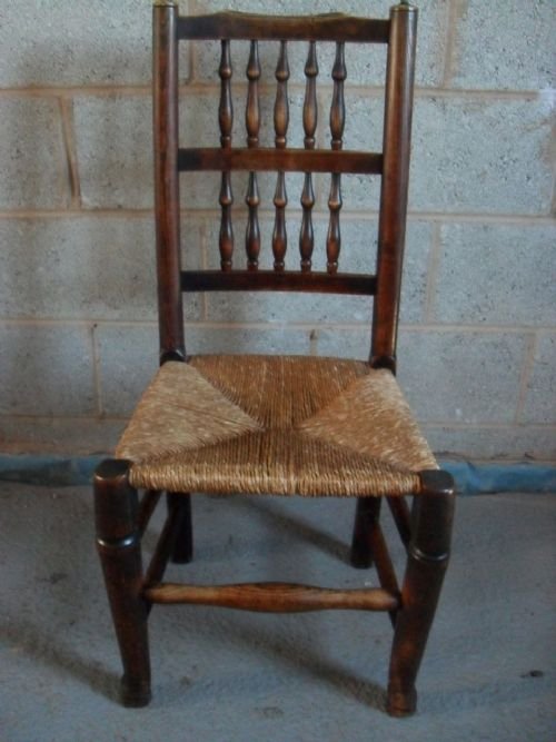19th Century Oak Side Chair with Woven Rush Seat