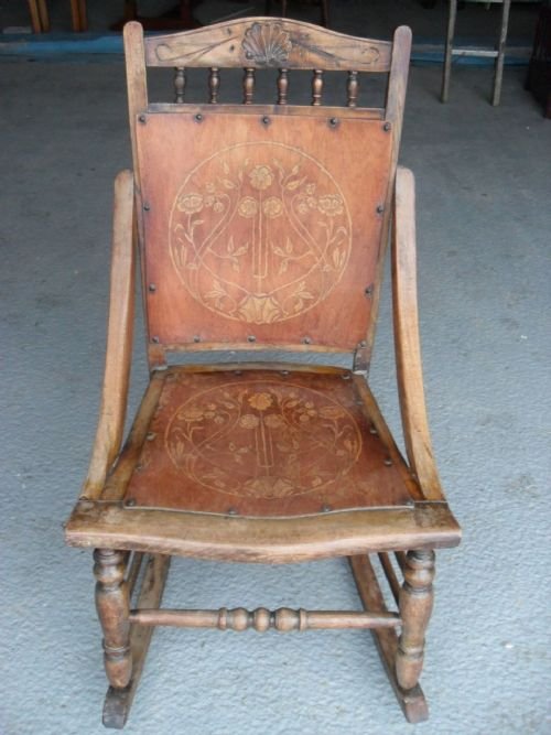 Pretty Victorian Beech and Panelled Rocking Chair