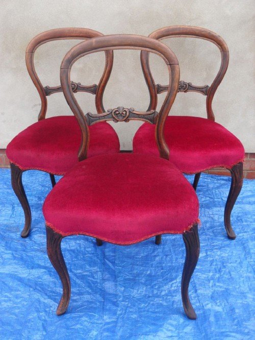 3 Victorian Mahogany Balloon Back Chairs
