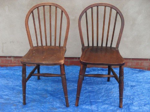 Pair of Oak Stick Back Occasional Chairs