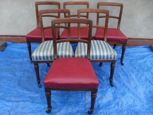 Set of Six Victorian Walnut Bar Back Dining Chairs