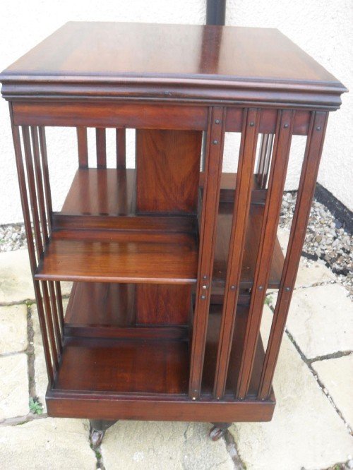 Edwardian Mahogany Two Tiered Revolving Bookcase