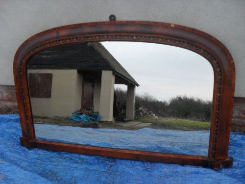 Victorian Mahogany and Crossbanded Inlaid Mirror