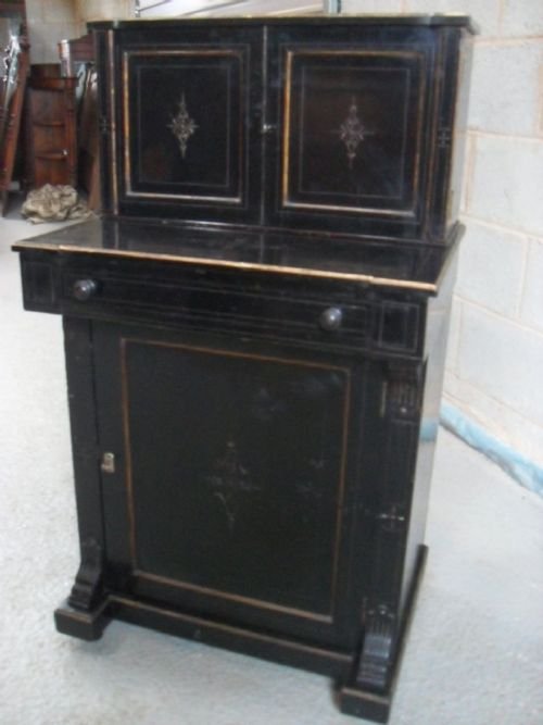 Victorian Ebonised Mahogany Davenport/desk