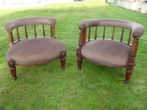 Pair of Victorian Mahogany Gents & Ladies Tub Chairs
