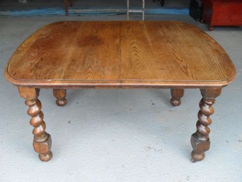Victorian Oak Dining Table with Barley Twist Legs