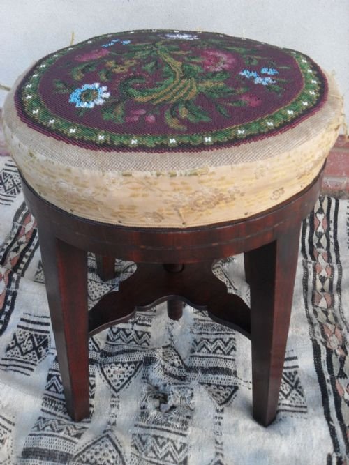 19th Century Mahogany Adjustable Height Screw Top Stool