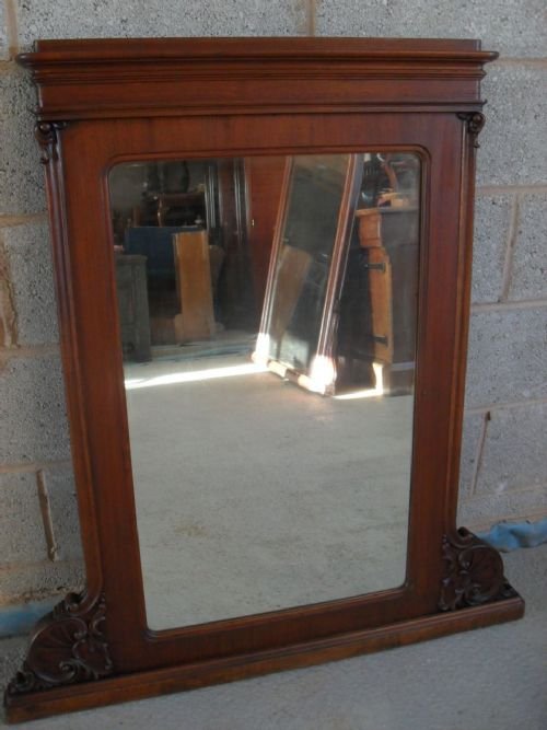 19th Century Mahogany French Overmantle Mirror