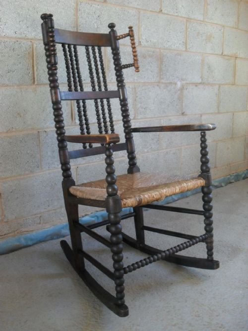 Victorian Ebonised Oak and Beech Rocking Chair