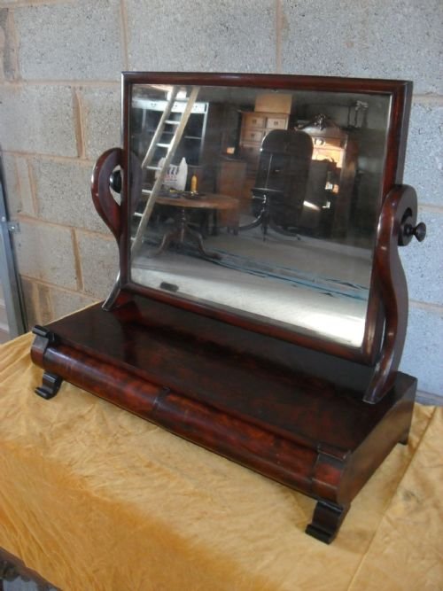 19th Century Flame Mahogany Dressing Mirror