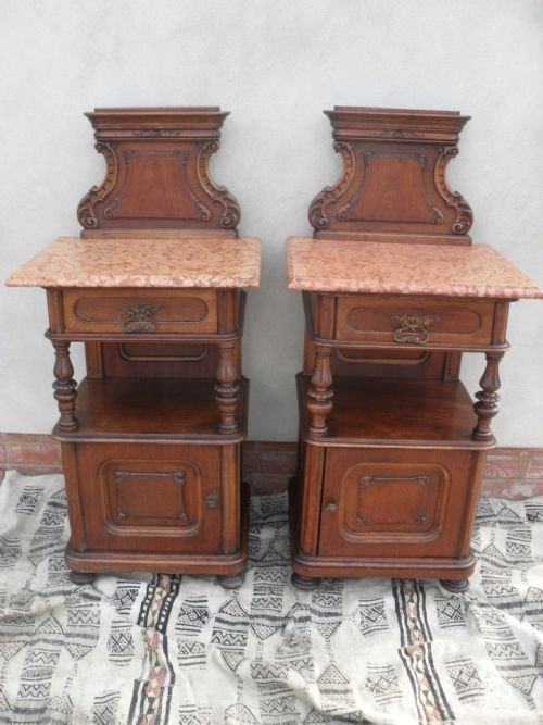 Pair of 19th Century Walnut French Bedside Cabinets