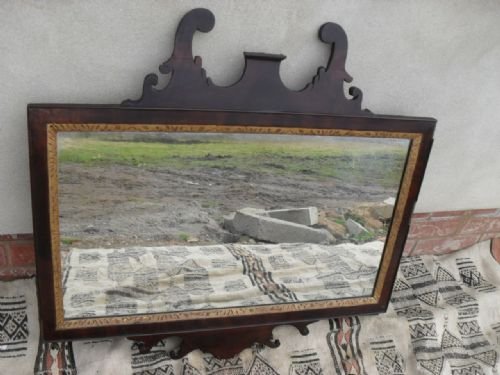 Georgian Mahogany and Gilt Carved Hanging Mirror