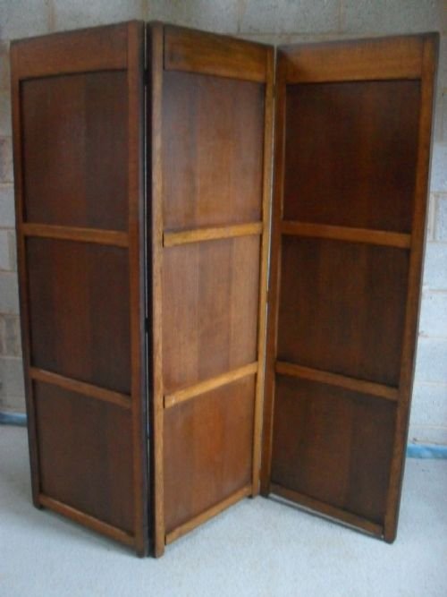 Victorian Oak Framed and Panelled 3 Fold Screen