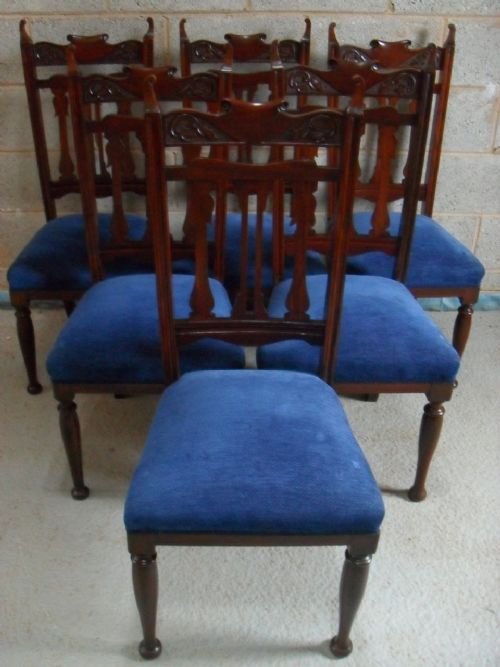 	
Set of Six Victorian Art Nouveau Mahogany Dining Chairs
