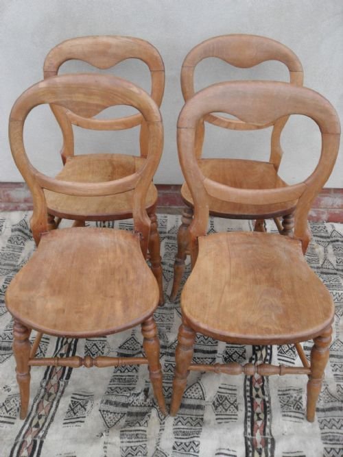 Set of 4 Victorian Light Mahogany Balloon Back Chairs