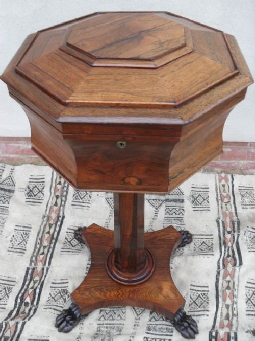 William IV Octagonal Rosewood Sewing Work Table