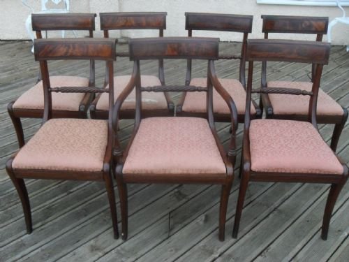 Set of 6 Regency Mahogany Dining Chairs and 1 Carver