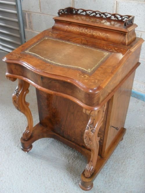 Victorian Walnut and Inlaid Davenport Desk