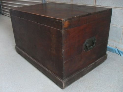 Georgian Teak Linen Chest with Candle Box