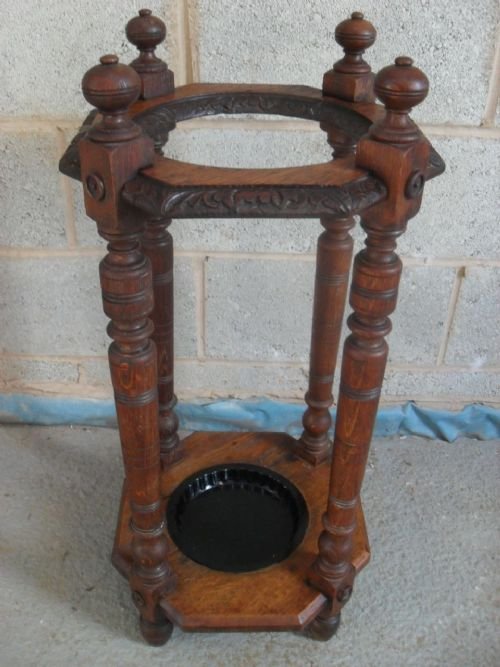 Victorian Carved Oak Stick/umbrella Stand