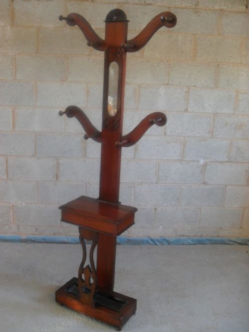 Victorian Mahogany Tree Coat/hat Stand with Key Box