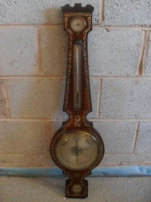 19th Century Rosewood & Mother of Pearl Dial Barometer