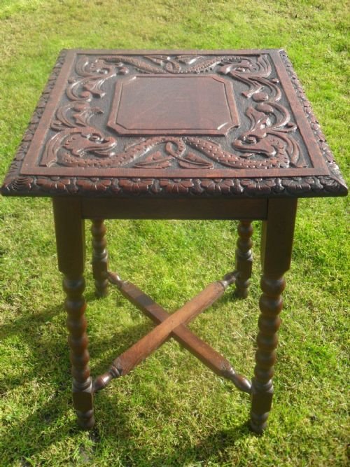 Victorian Carved Oak Occasional/lamp Table