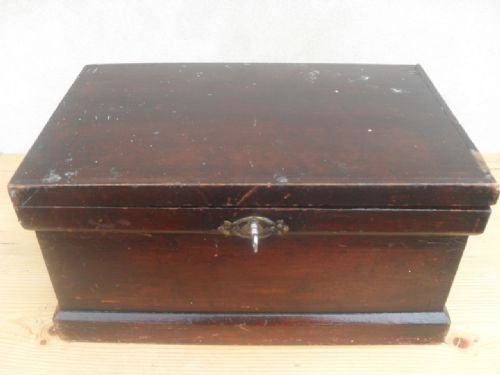 	
Stained Beechwood Miniture Chest with Key
