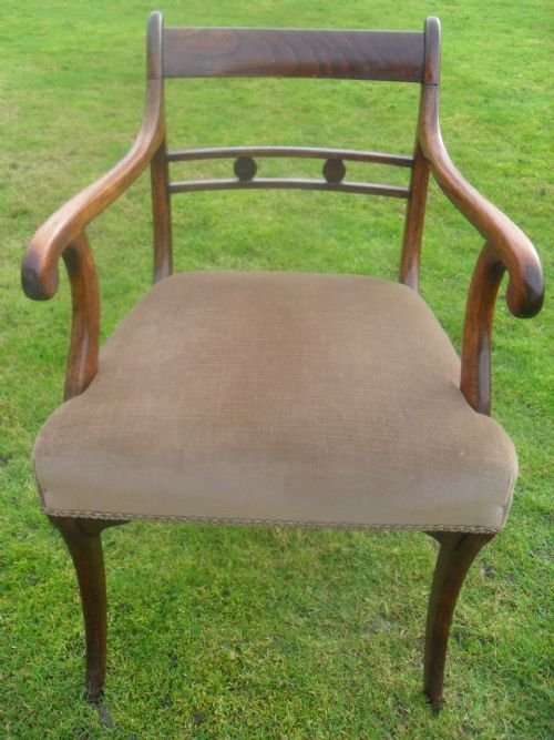 Regency Mahogany Carver Armchair with Scroll Arms