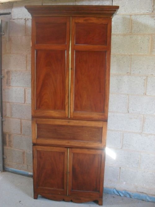 Georgian Flame Mahogany Tall Secretaire Bookcase