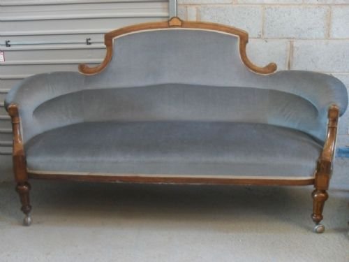 fig 1. Victorian Walnut Show Wood 3 Piece Sofa Suite